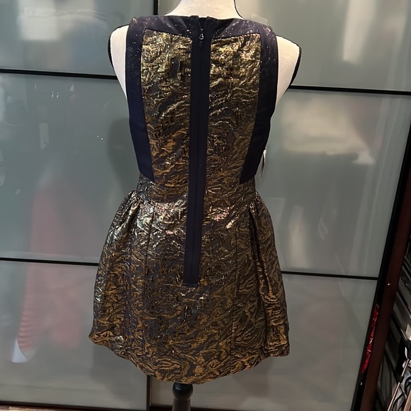 Tibi Navy and Gold Jacquard dress sz 4 NWT - Picture 7 of 9